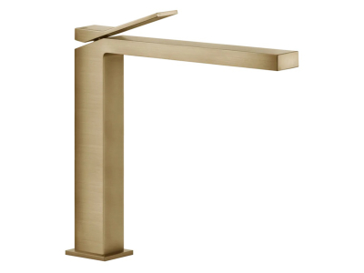Смеситель для раковины Gessi Rettangolo K, высокий, без донного клапана, цвет Warm Bronze Brushed PVD