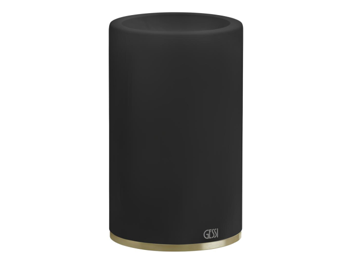 На изображении товар Стакан настольный Gessi 316, для зубных щёток, цвет Black/Brushed Brass PVD от официального представителя в Москве