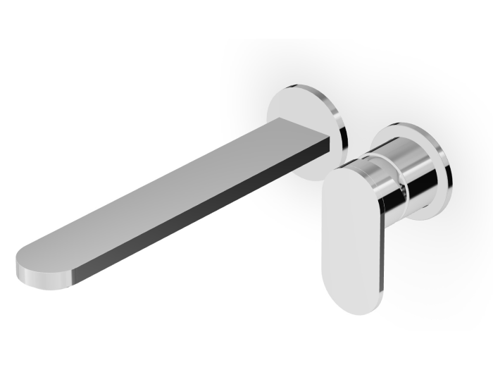 На изображении товар Смеситель Zucchetti Octo, для раковины, встраиваемый, на 2 отверстия, излив 225 мм, с аэратором, внешняя часть, цвет хром от официального представителя в Москве