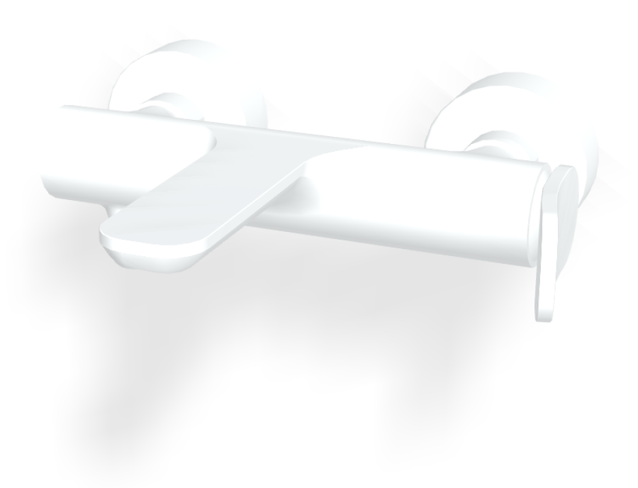 Смеситель для ванны Carlo Frattini Flo, с изливом и переключателем, без ручного душа, ширина 233 мм, цвет белый матовый