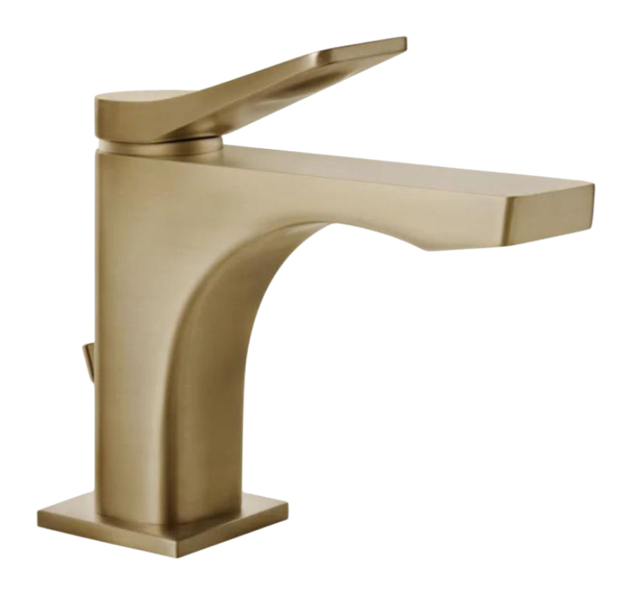 Смеситель для раковины Gessi Rilievo, с донным клапаном, соединительными шлангами, длина излива 180 мм, цвет Warm Bronze Brushed PVD