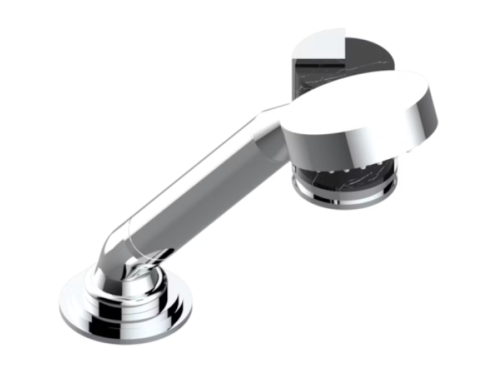 На изображении товар Смеситель THG Le 9 Nero Marquina, на борт ванны, на 2 отверстия, с ручным душем, цвет хром от официального представителя в Москве