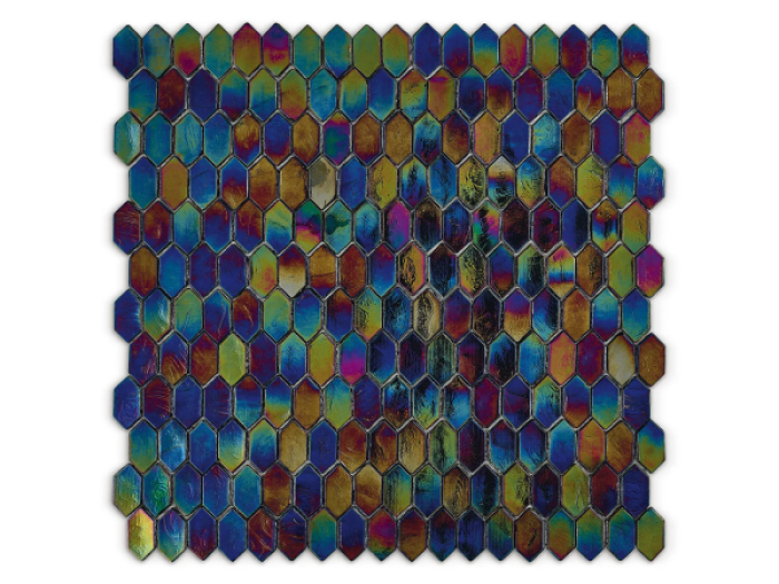 На изображении товар Sicis Стеклянная мозаика Crystal Ametrino chips size 31x15 mm sheet size 304x300 mm от официального представителя в Москве