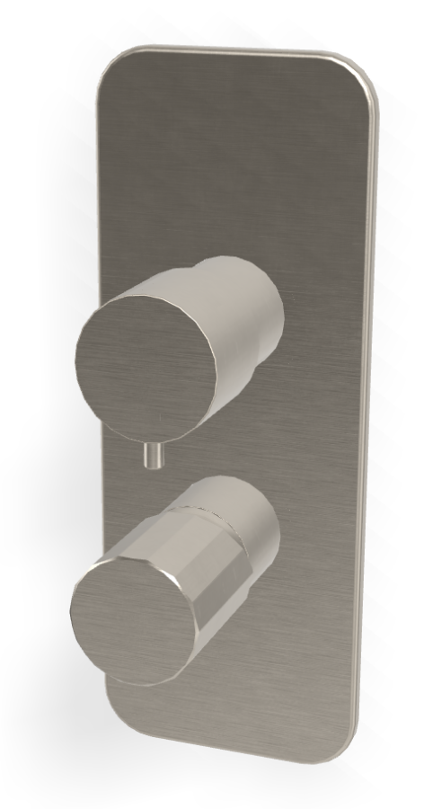 Смеситель для ванны/душа Carlo Frattini Spillo Tech, ручка V Collection, с переключателем на 2/3 потребителя, Н-260 мм, внешняя часть, цвет никель брашированный