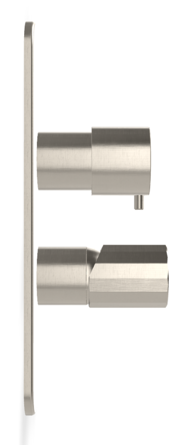 Смеситель для ванны/душа Carlo Frattini Spillo Tech, ручка V Collection, с переключателем на 2/3 потребителя, Н-260 мм, внешняя часть, цвет никель брашированный - изображение 2