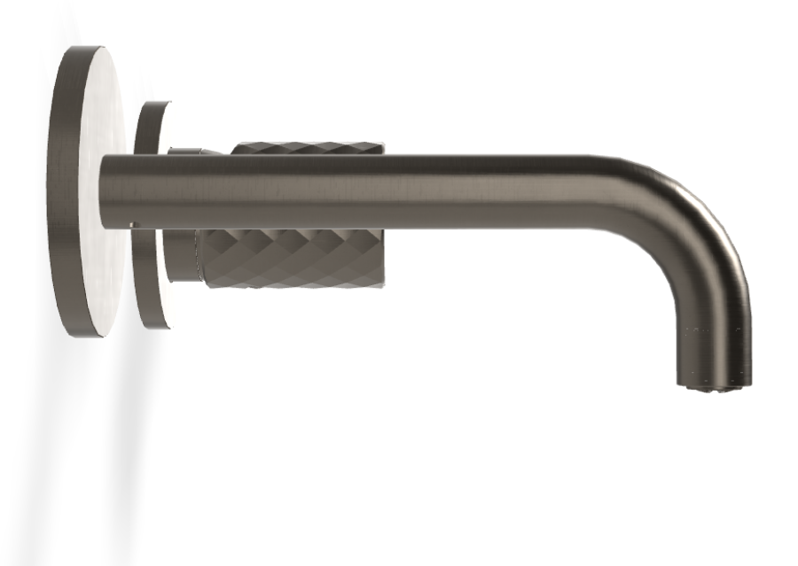 Смеситель для раковины Carlo Frattini Spillo Tech, ручка X Collection, настенный, с донным клапаном Click-Clack, излив 150 мм, внешняя часть, цвет брашированный чёрный хром - изображение 2