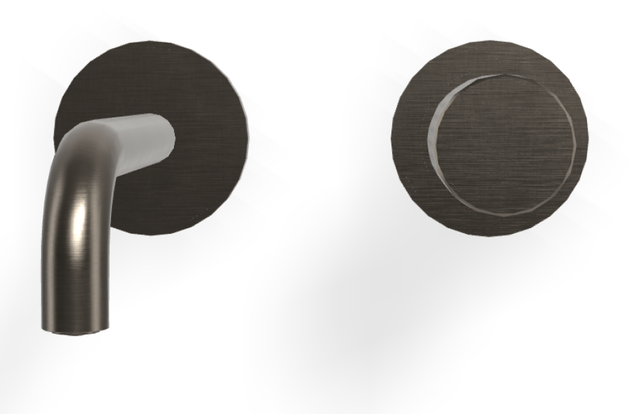 Смеситель для раковины Carlo Frattini Spillo Tech, ручка X Collection, настенный, с донным клапаном Click-Clack, излив 150 мм, внешняя часть, цвет брашированный чёрный хром - изображение 1