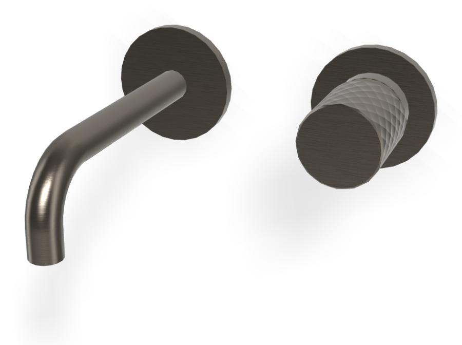 Смеситель для раковины Carlo Frattini Spillo Tech, ручка X Collection, настенный, с донным клапаном Click-Clack, излив 150 мм, внешняя часть, цвет брашированный чёрный хром