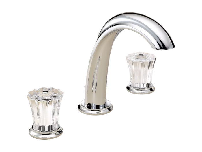 На изображении товар Смеситель THG Mille Nuits-Clear crystal для раковины на 3 отверстия с донным клапаном, цвет хром от официального представителя в Москве