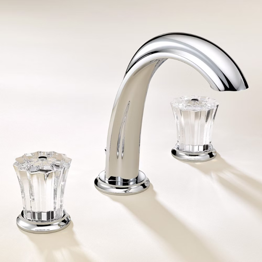Смеситель THG Mille Nuits-Clear crystal для раковины на 3 отверстия с донным клапаном, цвет хром - изображение 1
