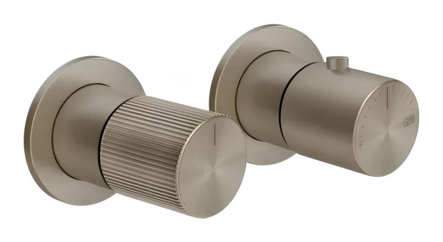 Термостат Gessi Habito, встраиваемый, на 2 позиции, внешние части, цвет Finox Brushed Nickel