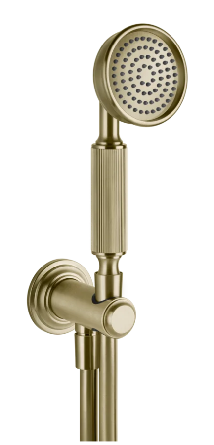 Ручной душ Gessi Venti20, с шланговым подсоединением, держателем, шлангом, цвет Brushed Brass PVD