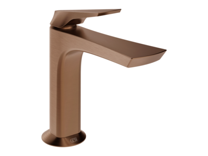 На изображении товар Смеситель для раковины Gessi Ventaglio, без донного клапана, цвет Copper Brushed PVD от официального представителя в Москве