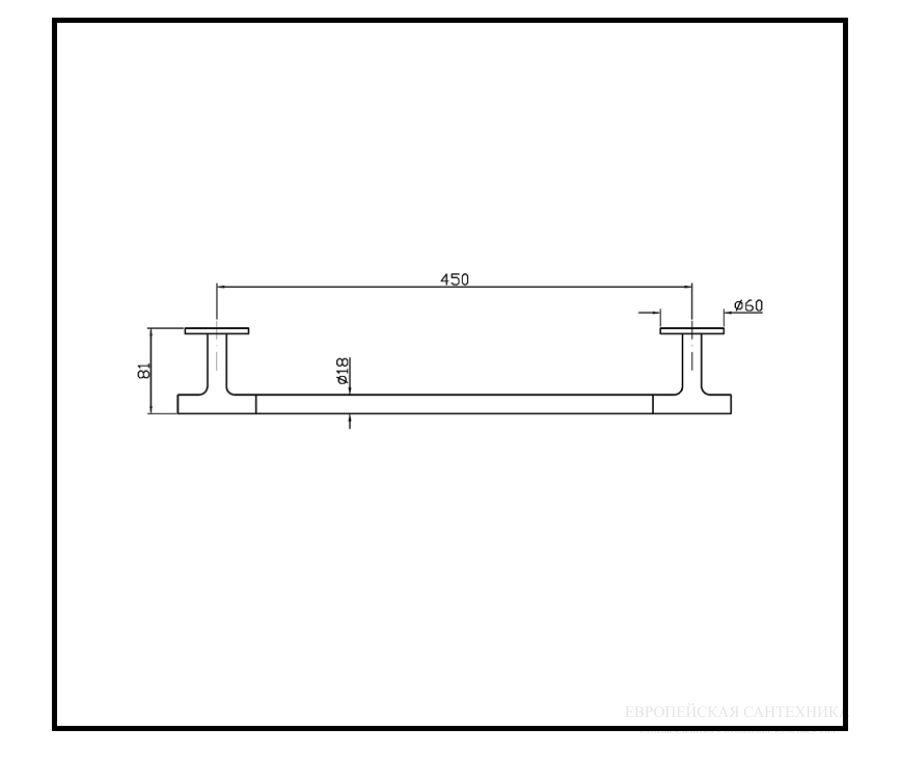 Полотенцедержатель Zucchetti Pan, L-450 мм, настенный, цвет Brushed Nickel - изображение 1