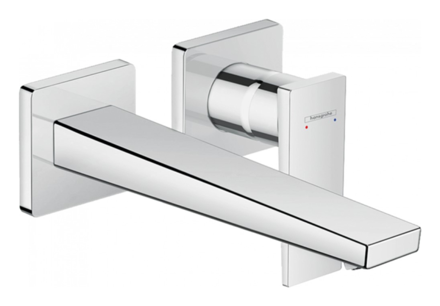 Смеситель для раковины Hansgrohe Metropol, однорычажный, настенный, на 2 отверстия, с донным клапаном, внешняя часть, цвет хром