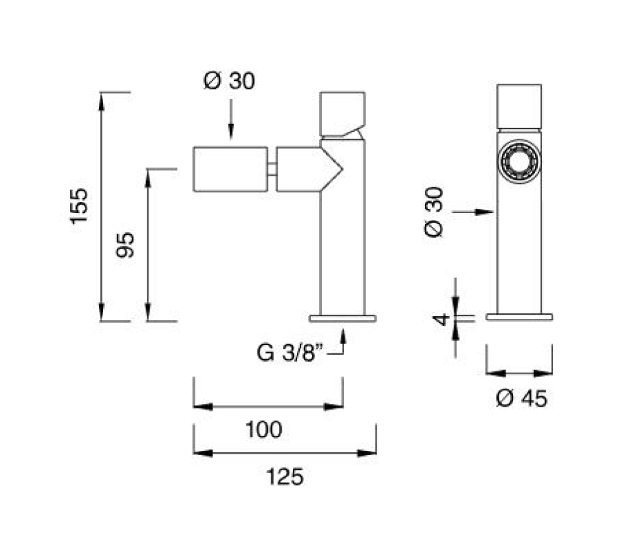 Смеситель для биде CEA Design Cartesio, однорычажный, H. 155 мм, цвет сатинированная нержавеющая сталь - изображение 2