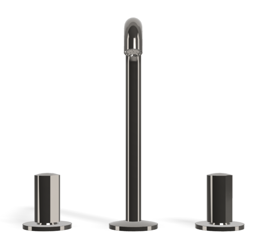 Смеситель для раковины Carlo Frattini SO, без ручек, с донным клапаном Click-Clack, вращающимся изливом Ø18 мм, 2 гибкими шлангами, Н-228 мм, цвет чёрный хром - изображение 1