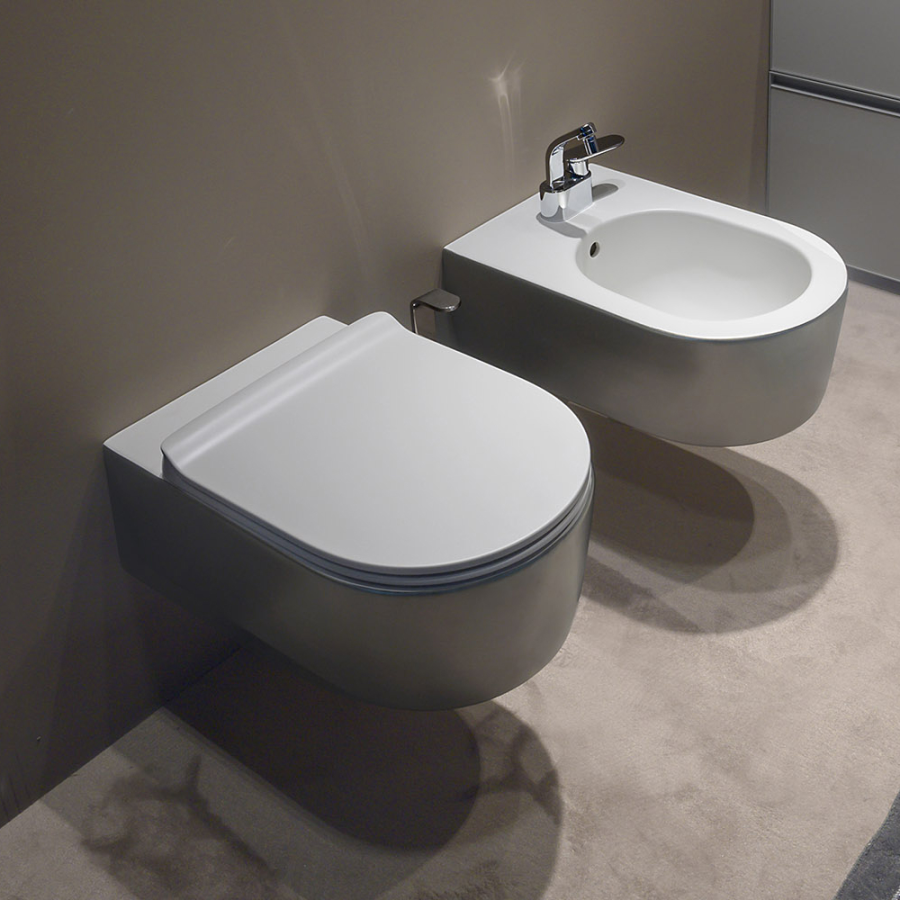 Сиденье для унитаза Flaminia Link Slim, 450х370 мм, быстросъёмное, с механизмом плавного закрывания soft-closing, цвет Cenere - изображение 1