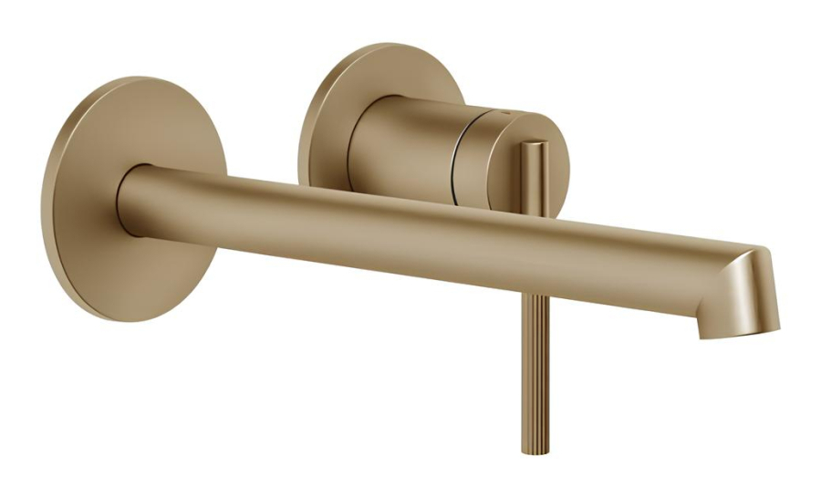 Смеситель для раковины Gessi Ingranaggio, встраиваемый, длинный излив, внешняя часть, цвет Warm Bronze Brushed PVD