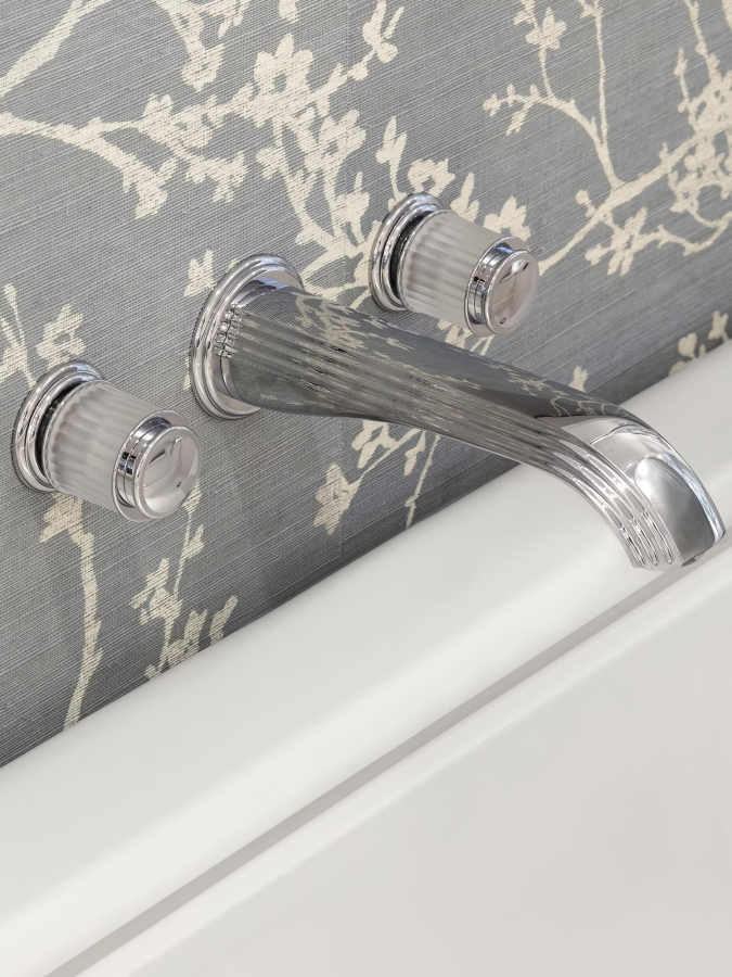 Излив ТHG Jaipur Satin Crystal,  для ванны, встраиваемый в стену, L-188 мм, цвет золото - изображение 1