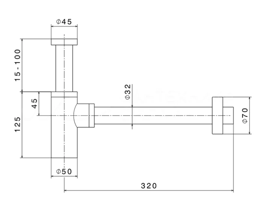 Сифон для раковины Newform, Ø32 мм, L300 мм, цвет Nero opaco - изображение 1