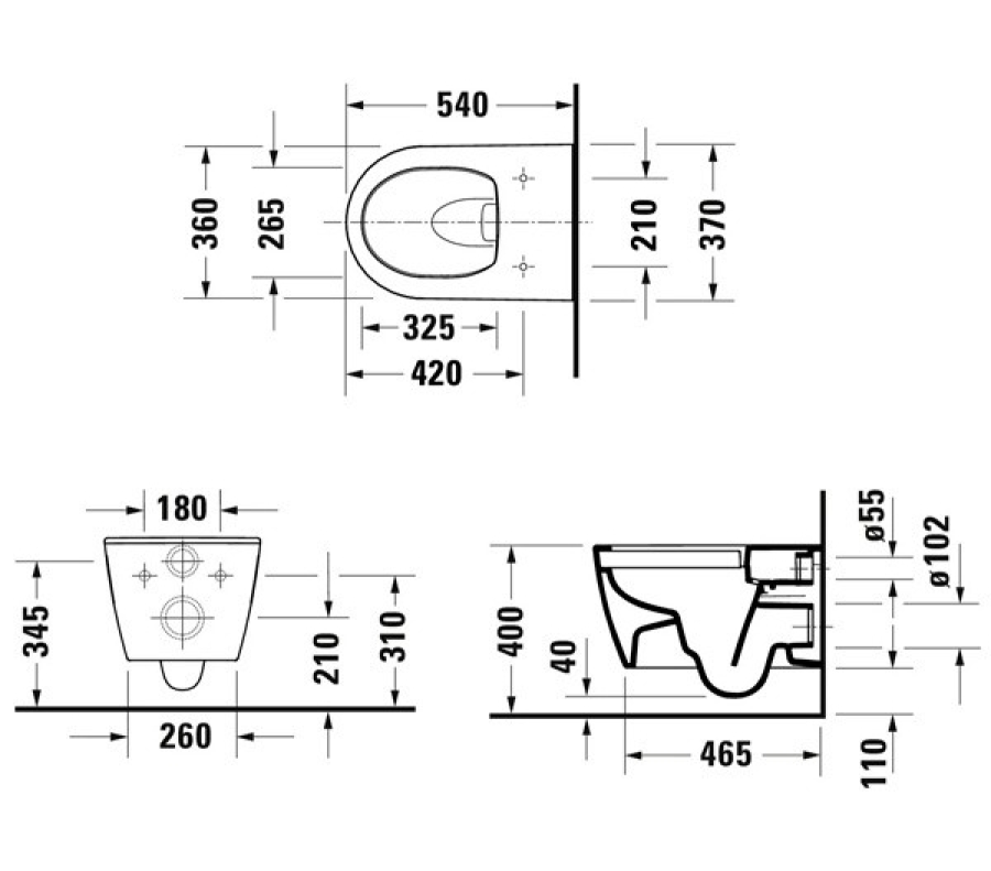 Унитаз подвесной Duravit Soleil by Starck, 540 х 370 мм, с сиденьем арт. 0026490000, с креплением, цвет белый глянцевый с HYG - изображение 7