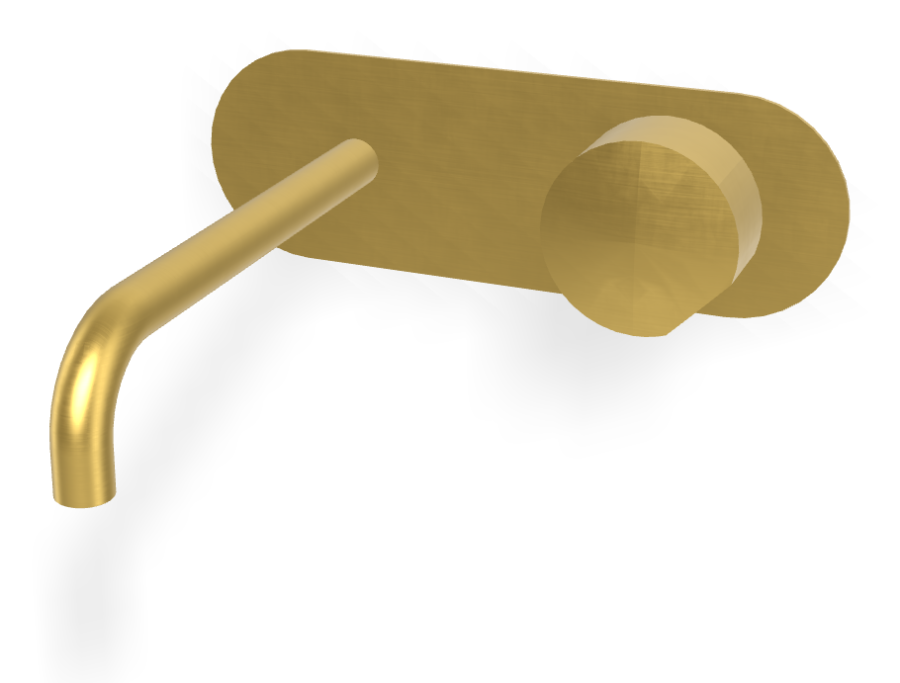 Смеситель для раковины Carlo Frattini SO, настенный, без ручки, с донным клапаном Click-Clack, излив 200 мм, внешняя часть, цвет брашированное золото