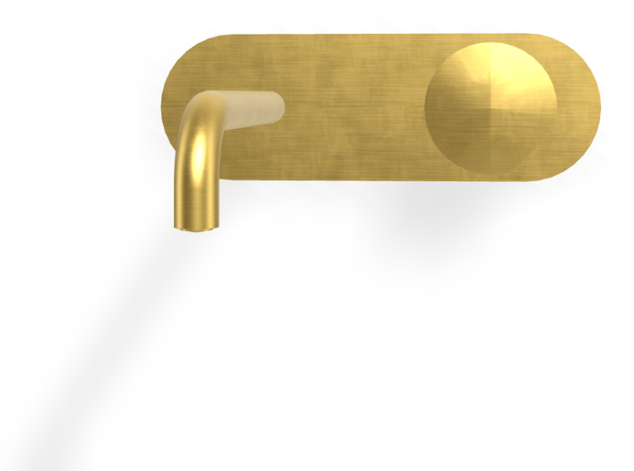 Смеситель для раковины Carlo Frattini SO, настенный, без ручки, с донным клапаном Click-Clack, излив 200 мм, внешняя часть, цвет брашированное золото - изображение 1