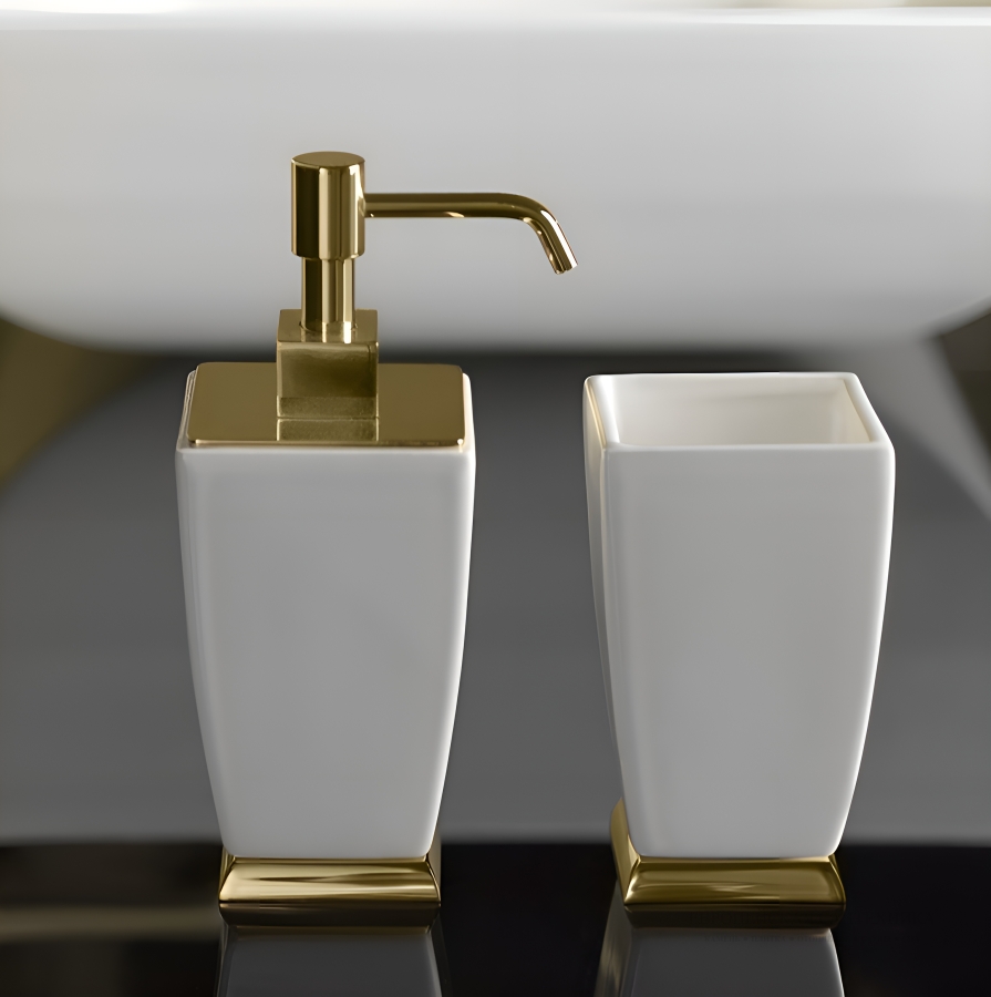 Дозатор для жидкого мыла Gessi Mimi настольный, цвет White/Gold CCP