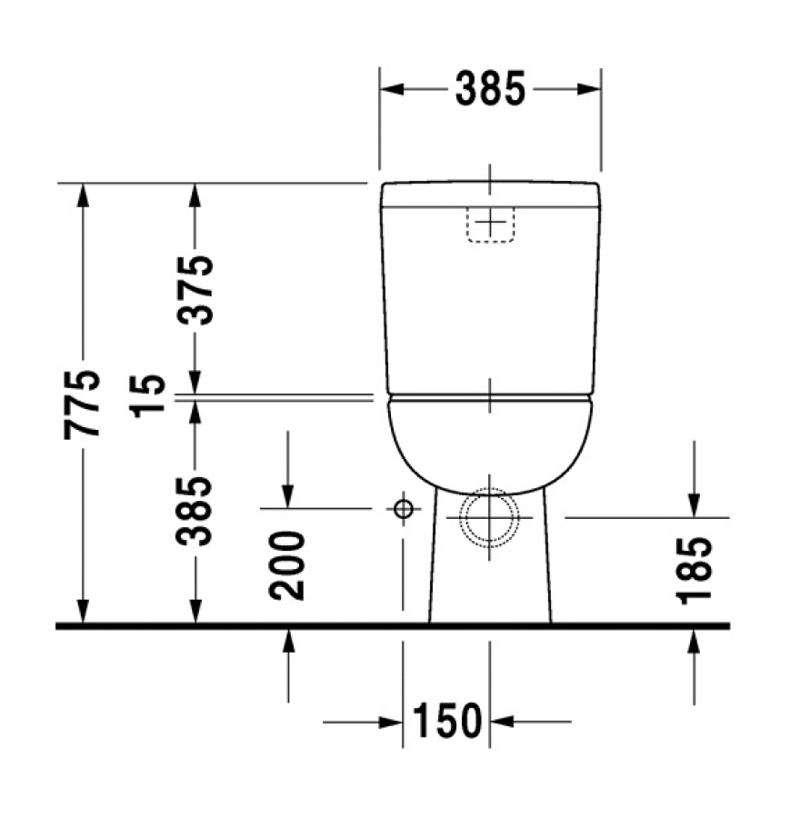 Бачок для унитаза Duravit D-Code, 385  x 170 мм, подключение снизу слева, цвет белый - изображение 1