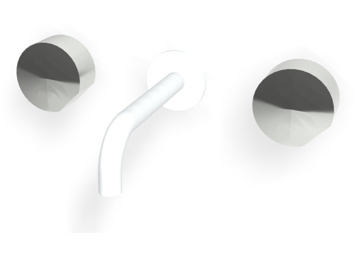 На изображении товар Смеситель для раковины Carlo Frattini SO, настенный, без ручек, с донным клапаном Click-Clack, L-159 мм, внешняя часть, цвет белый матовый от официального представителя в Москве