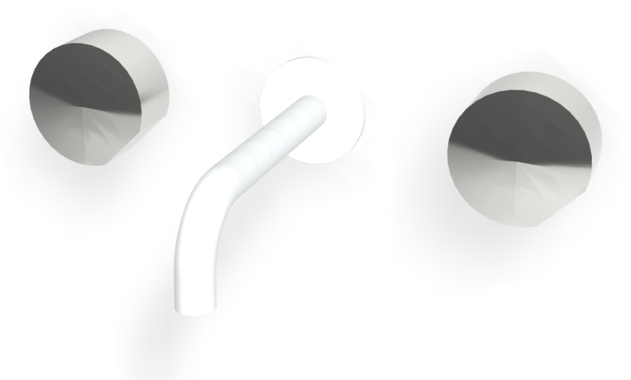 Смеситель для раковины Carlo Frattini SO, настенный, без ручек, с донным клапаном Click-Clack, L-159 мм, внешняя часть, цвет белый матовый - изображение 2