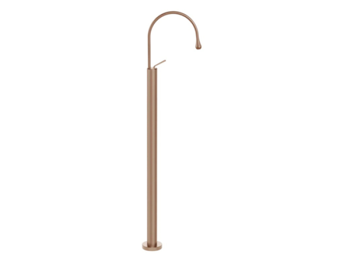 На изображении товар Cмеситель для раковины Gessi Goccia, напольный, h1255 мм, с коротким изливом, без донного клапана, внешняя часть, цвет Copper Brushed GHRC от официального представителя в Москве