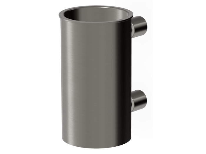 На изображении товар Стакан настенный Zucchetti, Ø66x102h мм, металлический, цвет Brushed Metal Black от официального представителя в Москве