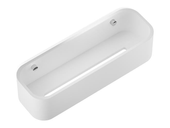 На изображении товар Полка Decor Walther Stone DCT30 для душа, настенная, L-300 мм, иск. камень/металл, цвет белый / матовая нержавеющая сталь от официального представителя в Москве