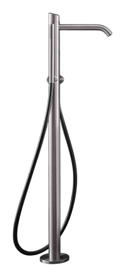 Смеситель для ванны CeaDesign Ziqq, напольный, прогрессивный, h-850 мм, с ручным душем с шлангом в цвете сталь, внешняя часть, сталь, цвет сатинированная бронза