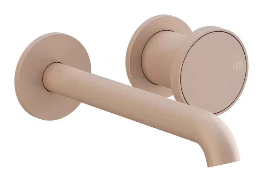 Смеситель для раковины Gessi Origini, настенный, со средним изливом, без донного клапана, цвет Matte Cipria