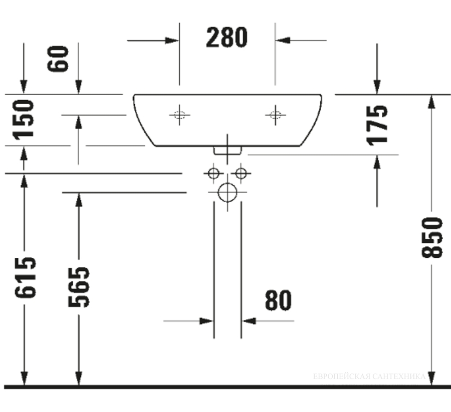 Раковина Duravit D-Code Med подвесная, 550х430 мм, 1 отверстие под смеситель, цвет белый - изображение 4