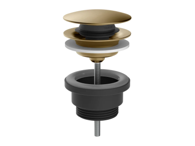 На изображении товар Донный клапан для раковины Gessi, 2-в-1, слив "Stop&Go", цвет Warm Bronze Brushed PVD от официального представителя в Москве