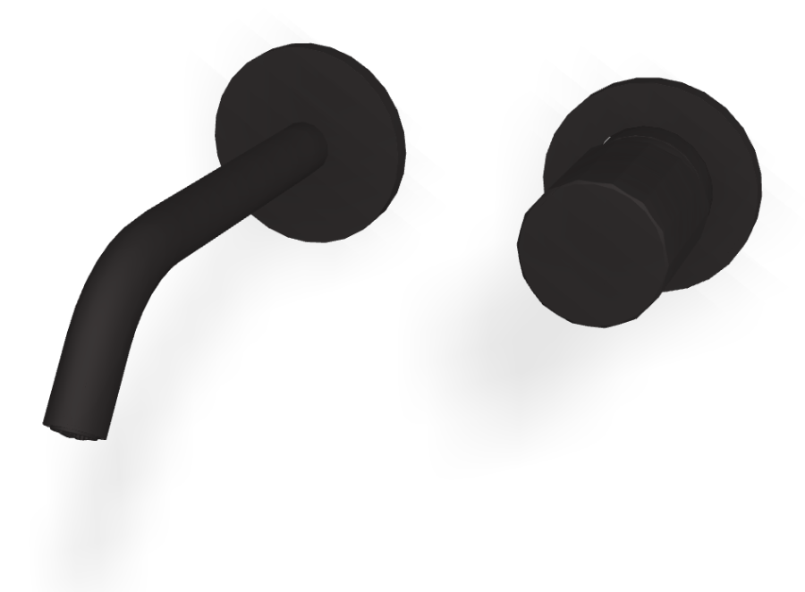 Смеситель для раковины Carlo Frattini Spillo Tech, ручка V Collection, настенный, с донным клапаном Click-Clack, излив 160 мм, внешняя часть, цвет чёрный матовый