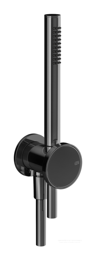 Душевой комплект Gessi Origini, с держателем, выводом воды, лейкой, шлангом, цвет Black Metal PVD