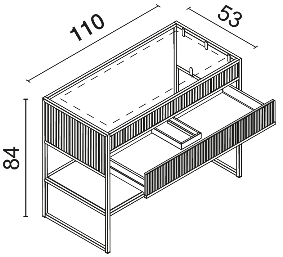 Комплект мебели Oasis Academy из 14 элементов, L1100 мм, в отделке Specchio Ribbed, фурнитура золото - изображение 18