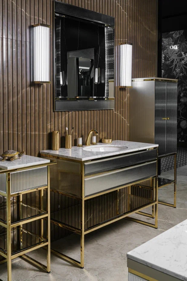 Комплект мебели Oasis Academy из 14 элементов, L1100 мм, в отделке Specchio Ribbed, фурнитура золото - изображение 4