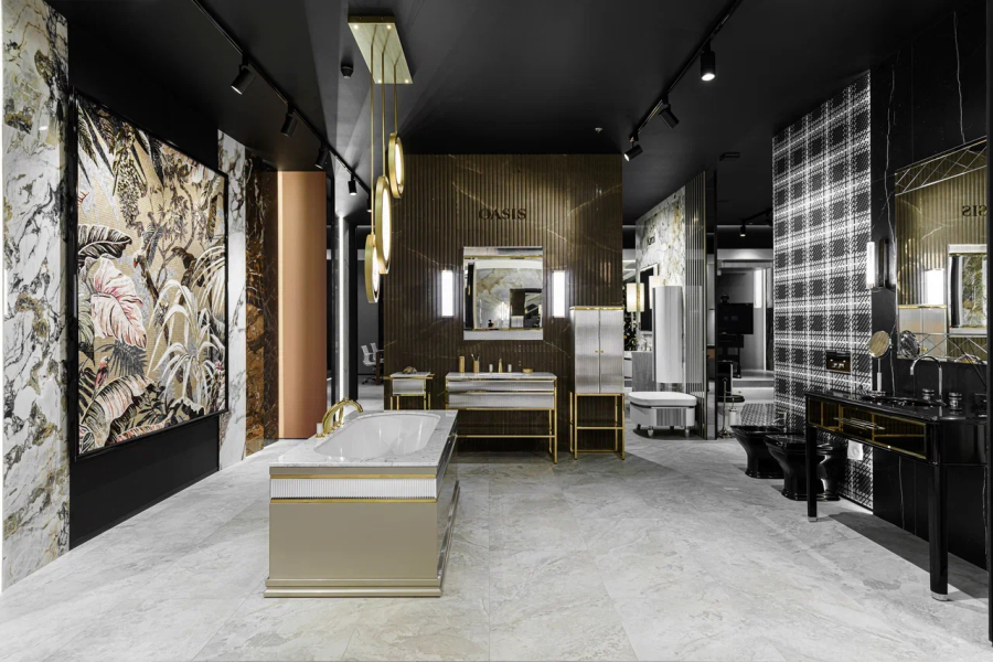 Комплект мебели Oasis Academy из 14 элементов, L1100 мм, в отделке Specchio Ribbed, фурнитура золото - изображение 9