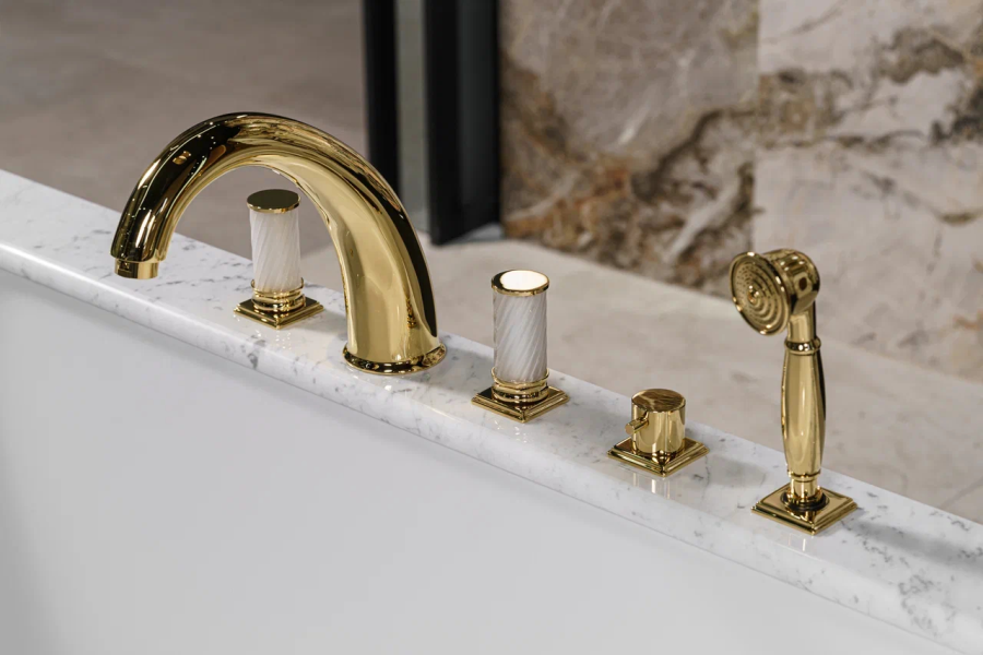 Комплект мебели Oasis Academy из 14 элементов, L1100 мм, в отделке Specchio Ribbed, фурнитура золото - изображение 11