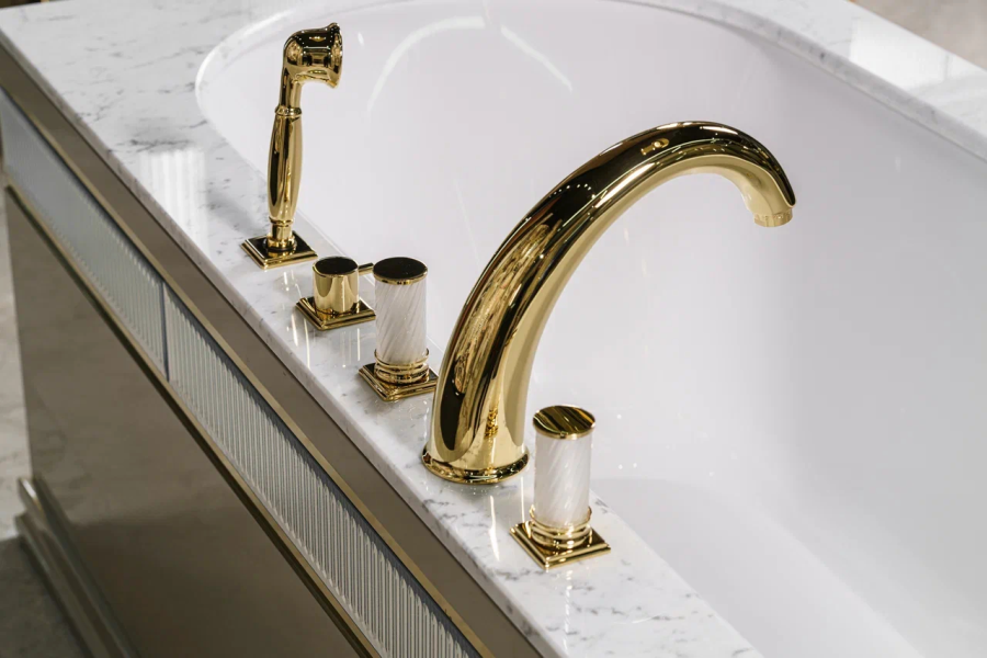 Комплект мебели Oasis Academy из 14 элементов, L1100 мм, в отделке Specchio Ribbed, фурнитура золото - изображение 5