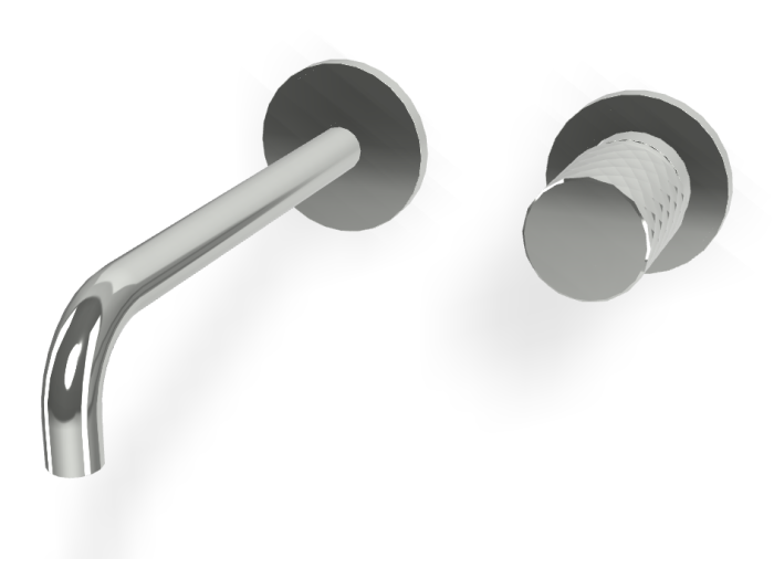 На изображении товар Смеситель для раковины Carlo Frattini Spillo Tech, ручка X Collection, настенный, с донным клапаном Click-Clack, излив 200 мм, внешняя часть, цвет хром от официального представителя в Москве