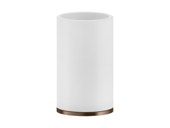 На изображении товар Cтакан Gessi Inciso Ø75хh127 мм, настольный, цвет White/Copper Brushed PVD от официального представителя в Москве