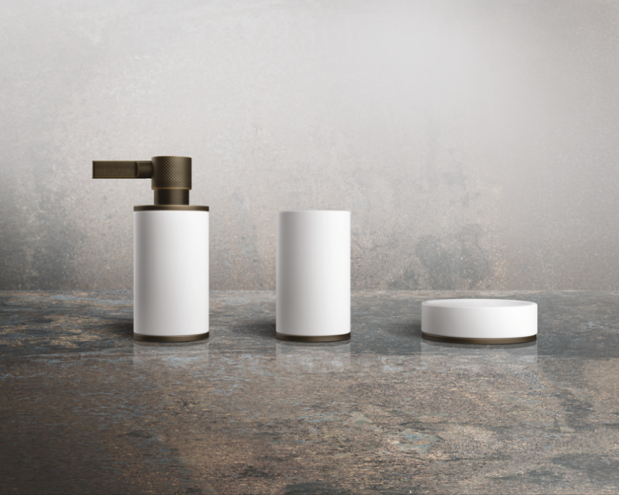 Cтакан Gessi Inciso Ø75хh127 мм, настольный, цвет White/Copper Brushed PVD - изображение 1