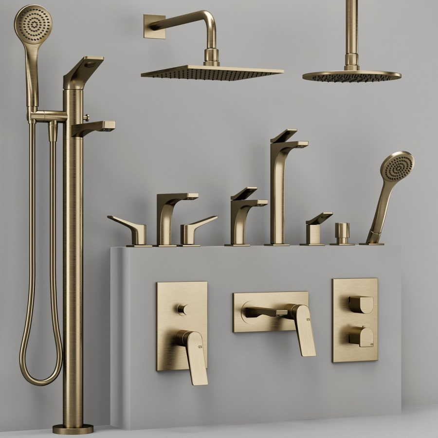Верхний душ Gessi Rilievo, шарнирный, для настенного креплениям, 250х250 мм, цвет Brushed Brass PVD - изображение 3
